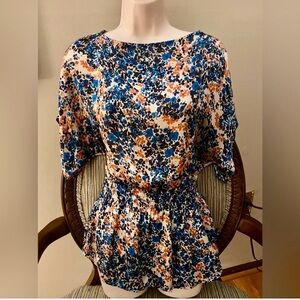 Xhilaration Blue and Orange Floral Tunic Top